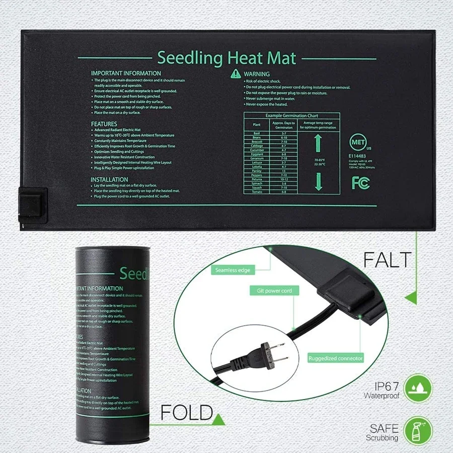 4 boyutları 220 V AB Tak Fide  - Seedling Heat Mat incelemesi ve fiyatı